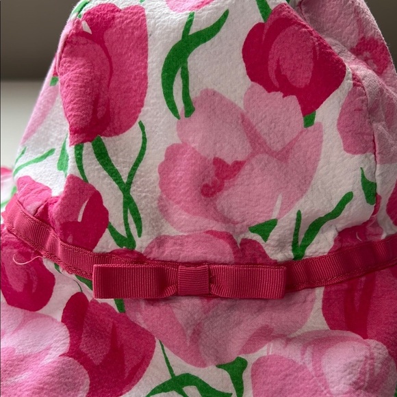 Janie and Jackie Floral Pink and White Sun Hat 6-8 100% Cotton - Picture 3 of 5